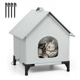 YIDAXIS cat house with raised base keeps interior dry and cozy.