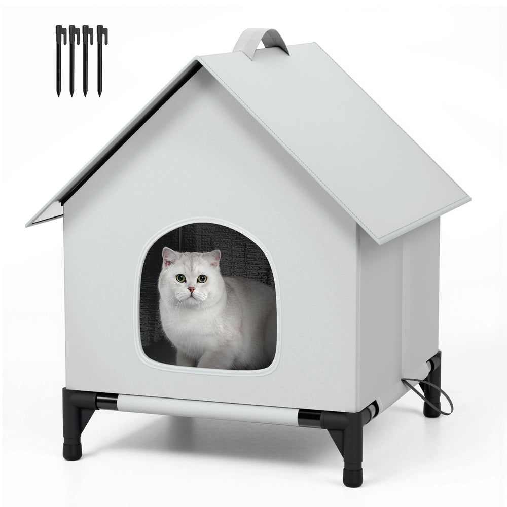 YIJIETON cat house outdoors indoors with raised base for dry comfort.