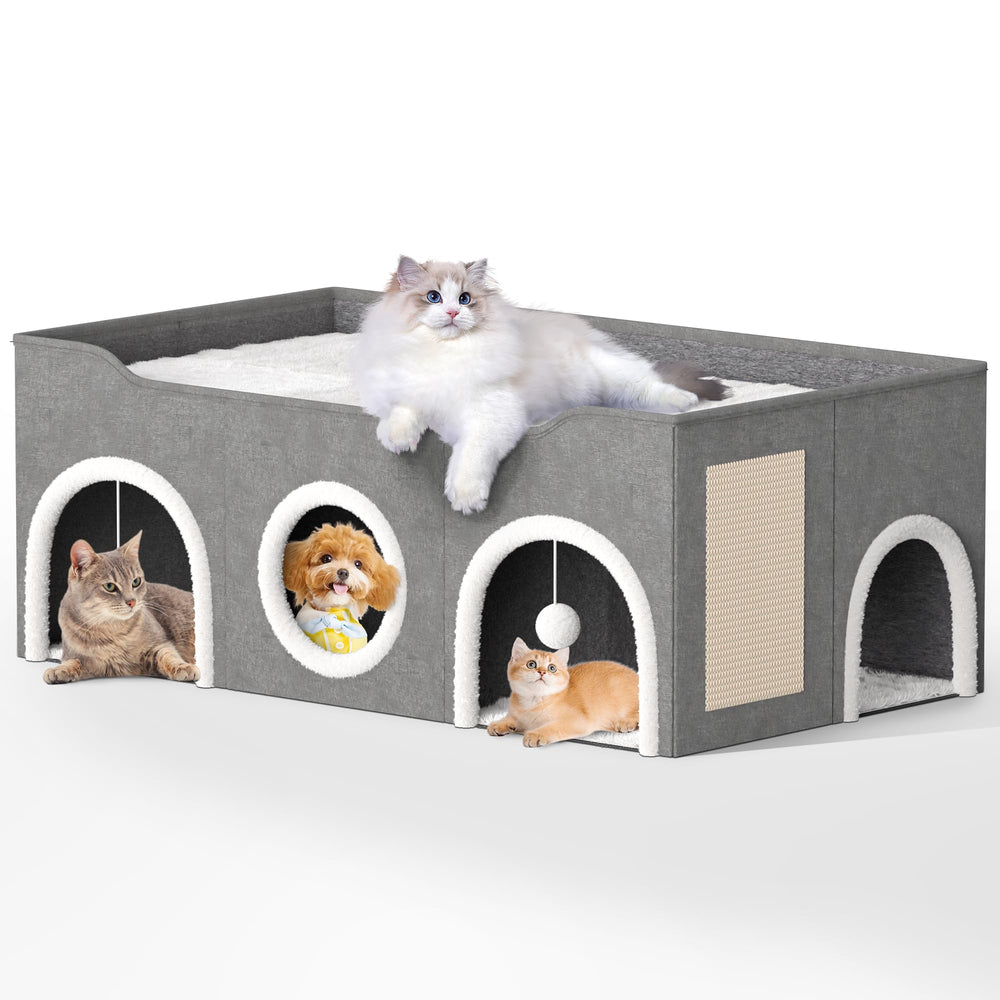 YIJIETON top bed three rooms cat condo offering a spacious shared space for multiple felines