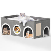 YIJIETON top bed three rooms cat condo offering a spacious shared space for multiple felines