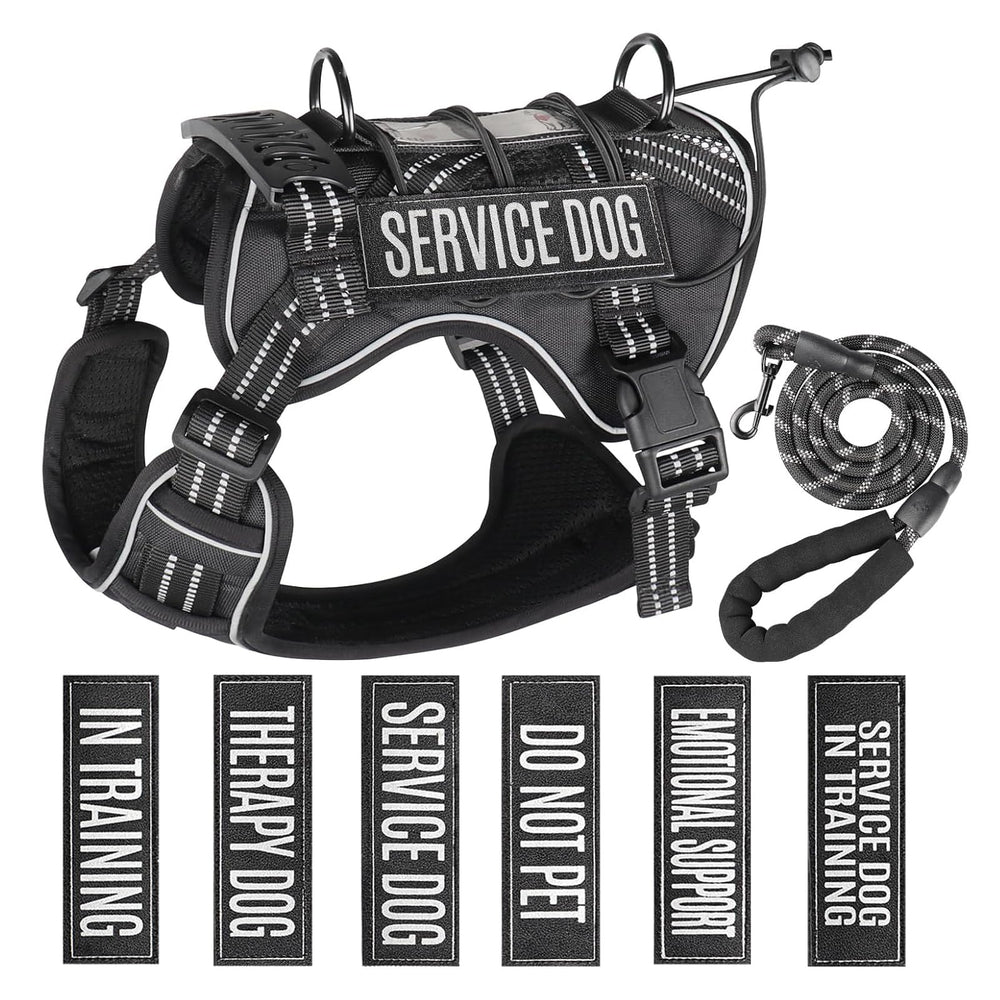Yimeis large service dog harness front view for secure daily walks.