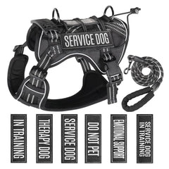 Yimeis large service dog harness front view for secure daily walks.
