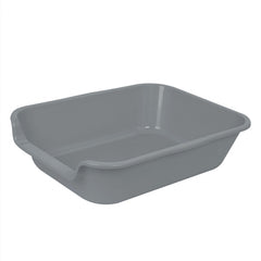 Ying Tutu extra-large cat litter box gray front view, ample space for big cats.