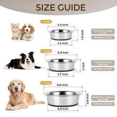 YINGFAN 2/3/7 cup sizes shown for adapting to dog appetite.