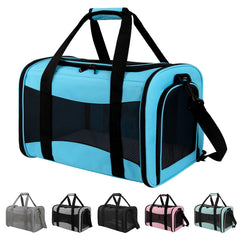 Yipincover Pet Carrier under-seat blue front view for easy airline travel