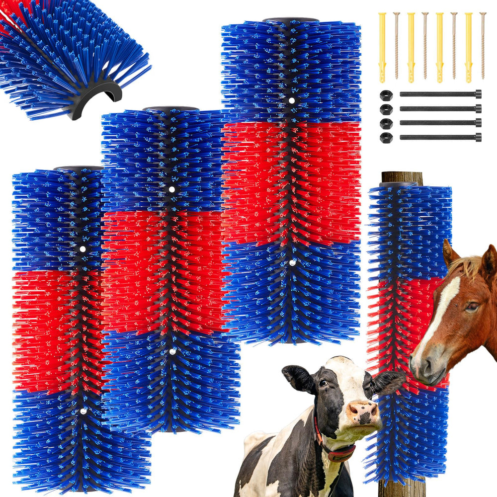 Yiyiring 3-pack horse scratching post in blue and red for convenient grooming sessions