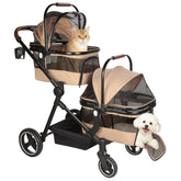 YIYUNBEBE foldable double pet stroller with 3-in-1 versatility for outings