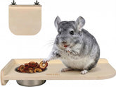 YKD natural wood chinchilla platform for climbing and resting.