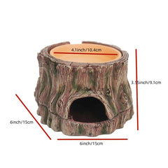 YLSMILE gecko hideout shows textured tree trunk and safe hide entrance