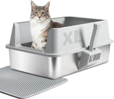 Yollber open-top stainless steel litter box for quick, easy waste removal