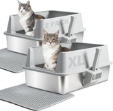 Yollber stainless steel litter box with open top for easy waste removal and big cats