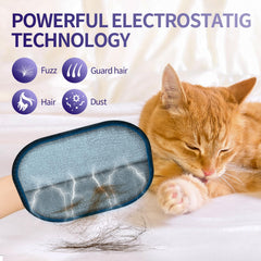 YOMI PET Hair Remover Glove demonstrating five-finger design for faster cleaning.