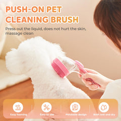 Yonynn pet bath brush with dual teeth for thorough detangling on dogs and cats