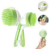 Yonynn pet bath brush with soap dispenser in green for quick, foamy baths
