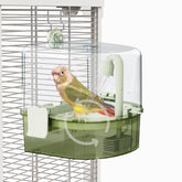 YOOSO WING automatic bird bath for cages with clear water view for easy monitoring.