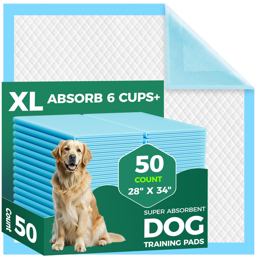 YOPETKI 50-count XL dog pee pads pack for easy storage and large dogs.
