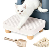 YOSINXU litter box step with white wood base provides stable entry for cats.