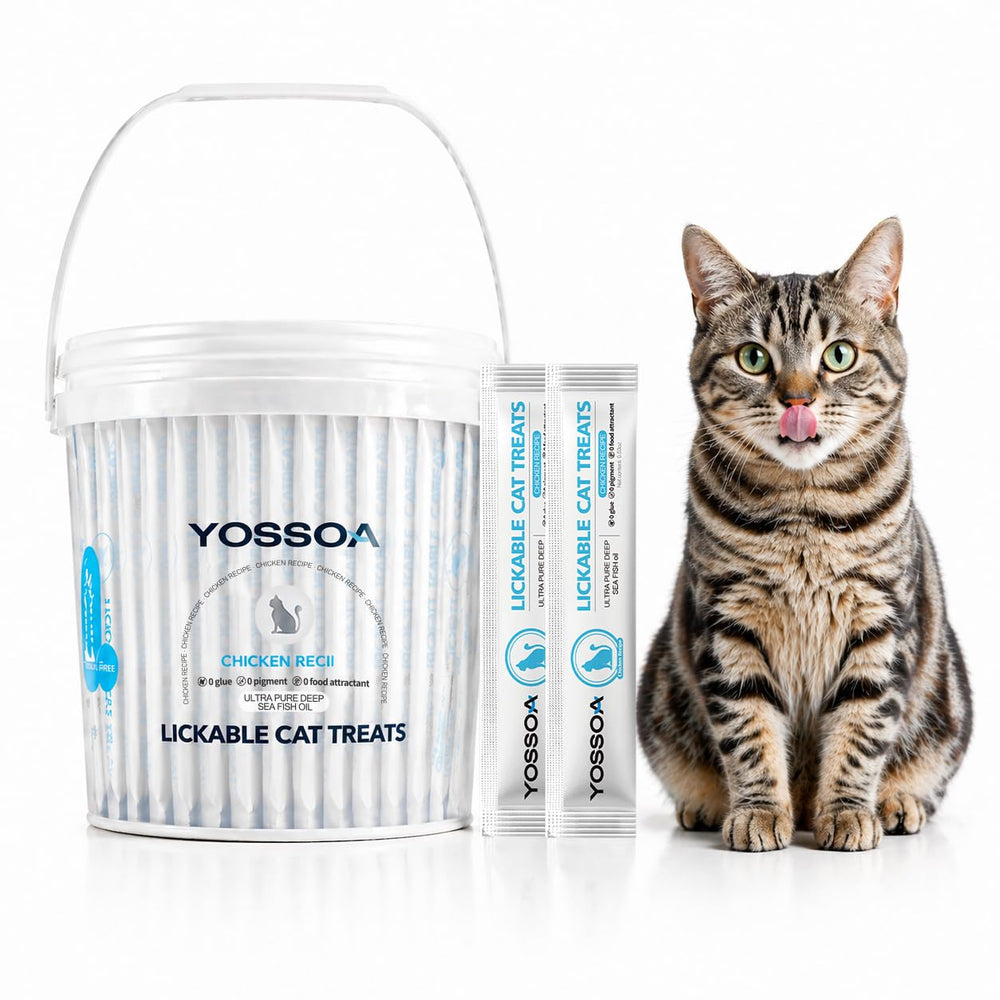 YOSSOA 100tubes lickable cat treats in puree form for easy feeding and hydration.