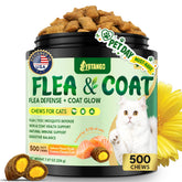 YOTANGO cat flea chews salmon flavor packaging highlights natural ingredients.
