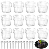 Youdaju 12-pack clear aquarium plant pots hanging from tank edge for neat plant layout.