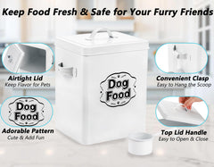 Youeon metal dog food canister durable and rust-resistant.