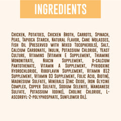 Your Pet's Kitchen wet dog food cups chicken pot pie first ingredient supports healthy muscles.