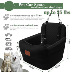 Youvee dog car seat back view demonstrates stable support during car rides