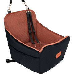 YOUVEE dog car seat front view shows secure booster design for travel