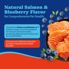YoYoBay salmon and blueberry flavor chews pack appealing daily relief for dogs.
