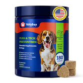 YoYoBay duck-pear flavor chews in bottle: natural flea and tick prevention for dogs.