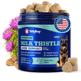 YoYoBay Milk Thistle liver-support chews bottle, supporting healthy liver function for dogs.