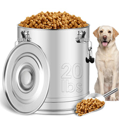 Yoziyaxo stainless steel dog food container with sealed lid for up to 20lb of dry food