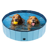 YSJILIDE portable dog pool blue collapsible for easy storage and travel.