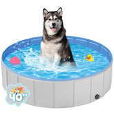 YSJILIDE portable dog pool side view for outdoor cooling and play.