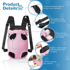 YUDODO pet front carrier with breathable mesh supports all-season comfort for pets.