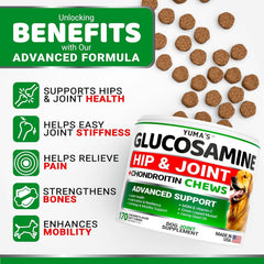 YUMA'S glucosamine and chondroitin dog joint-support chews aid flexibility and range of motion.