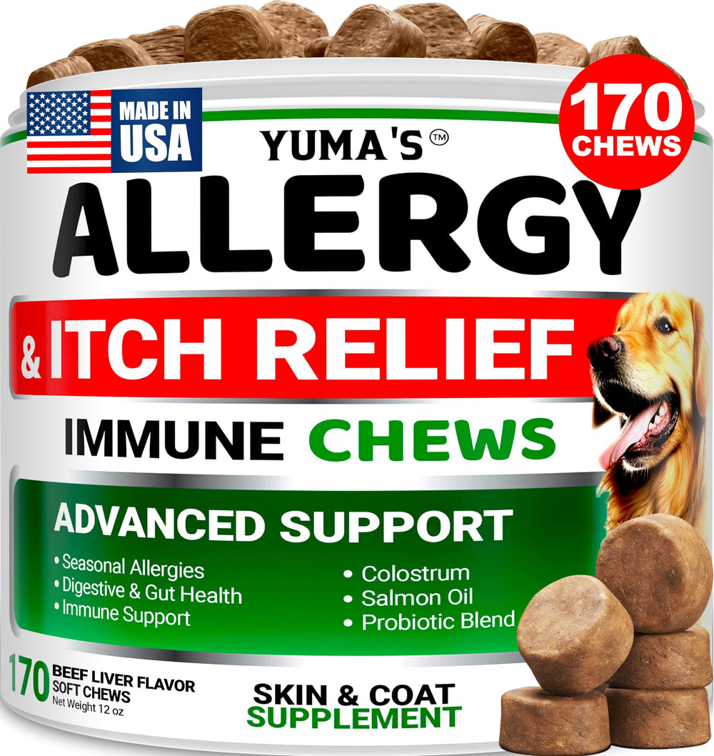 YUMA'S Dog Allergy Relief Chews package ready for daily support.