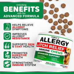Close-up of YUMA'S Dog Allergy Relief Chews texture for palatable, vet-formulated skin support.