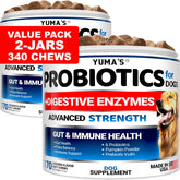 YUMA'S dog probiotics chews pack for convenient daily digestive support.