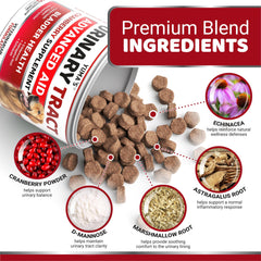 Close-up of YUMA'S UTI Chews texture and natural ingredients.