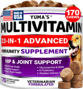 YUMA'S dog vitamins bottle with 170 treats for overall health