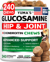 YUMA'S glucosamine for dogs packaging emphasizes joint support for daily activity.
