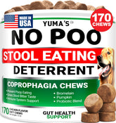 YUMA'S No Poo Chews bottle front highlights a tasty gut-friendly supplement for dogs.