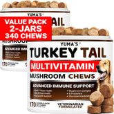 YUMA'S Turkey Tail dog chews front label highlighting immune support.