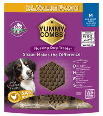 Yummy Combs honeycomb shape treats promote 360 cleaning action for thorough tooth contact