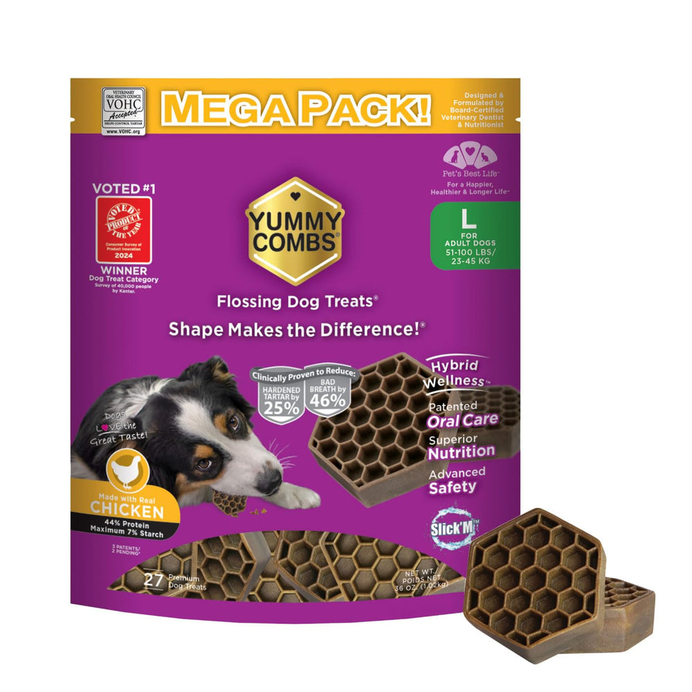 Yummy Combs honeycomb tooth cleaning highlights 360-degree flossing for cleaner gums.
