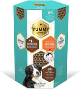 Yummy Combs packaging front shows the extra-small protein-based dog treats.