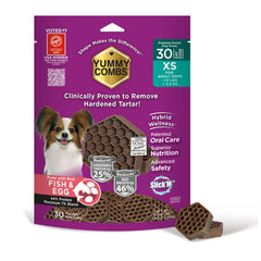 Yummy Combs packaging with honeycomb design shows 360-degree cleaning action.
