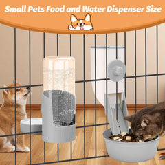 Yummy Sam separate food bowl crate feeder gray attachment inside a kennel
