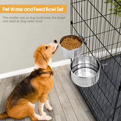 Yummy Sam kennel mount system securing bowls to crates for stable feeding.